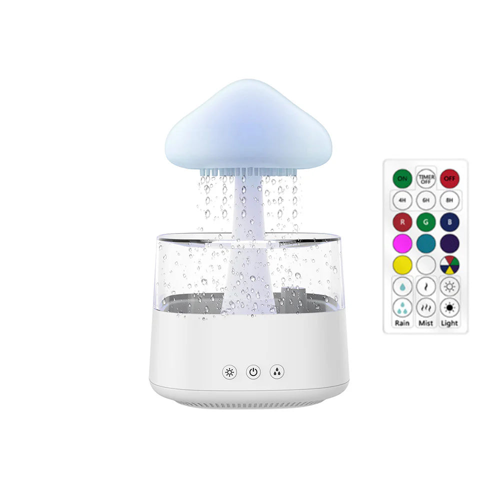 Relax Cloud Rain Diffuser: Ultrasonic Aromatherapy Humidifier with Colorful Lamp